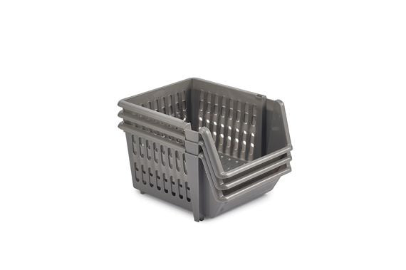 Stacking Basket 18cm Set of 3 - Silver