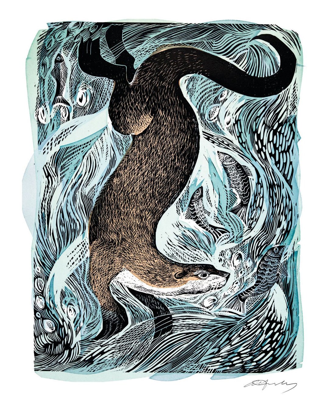 Angela Harding Cards - Fishing Otter