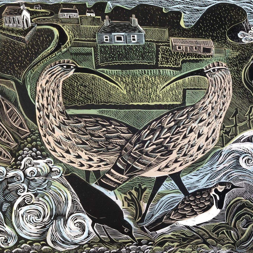 Angela Harding Cards - Fair Isle Curlews and The South Lighthouse