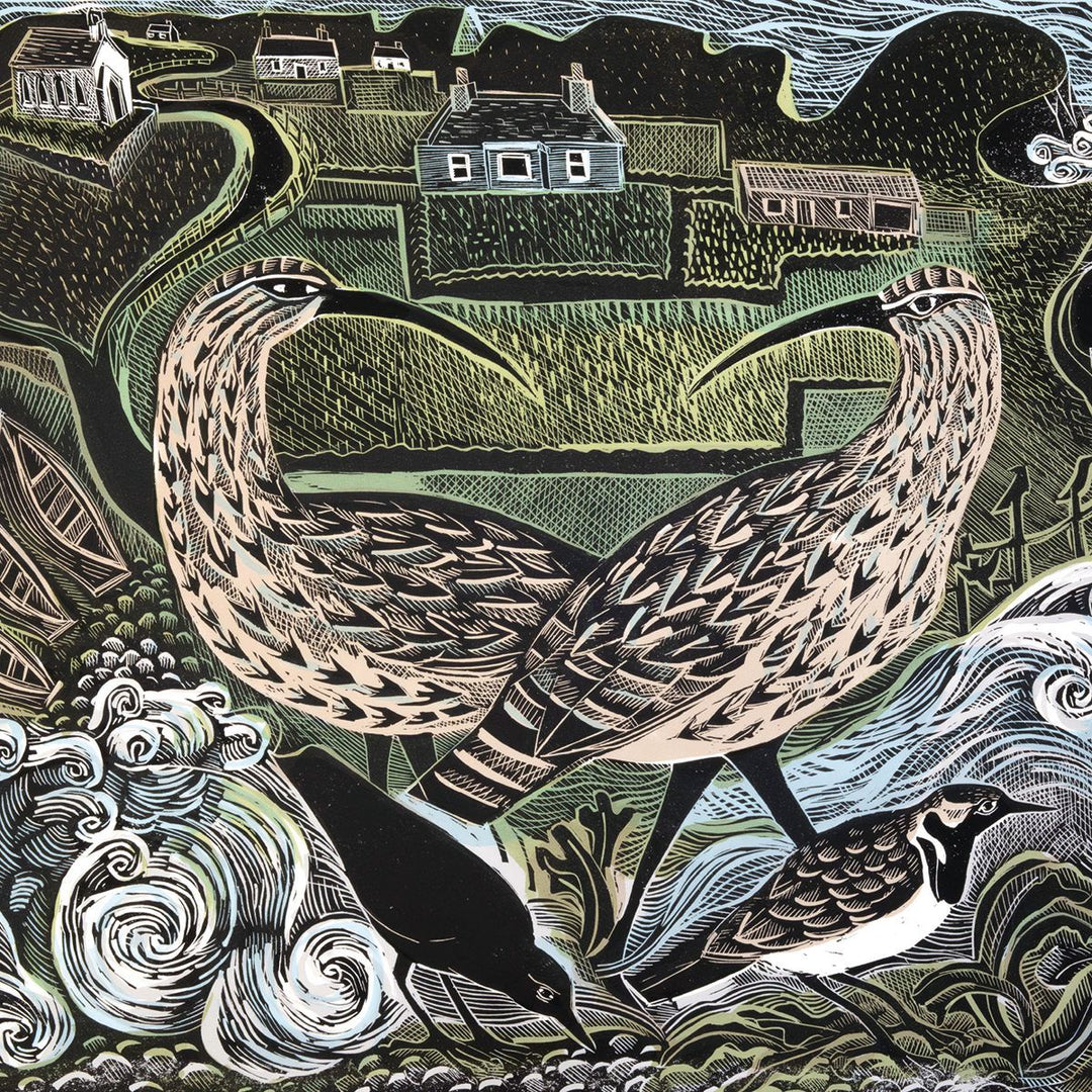 Angela Harding Cards - Fair Isle Curlews and The South Lighthouse