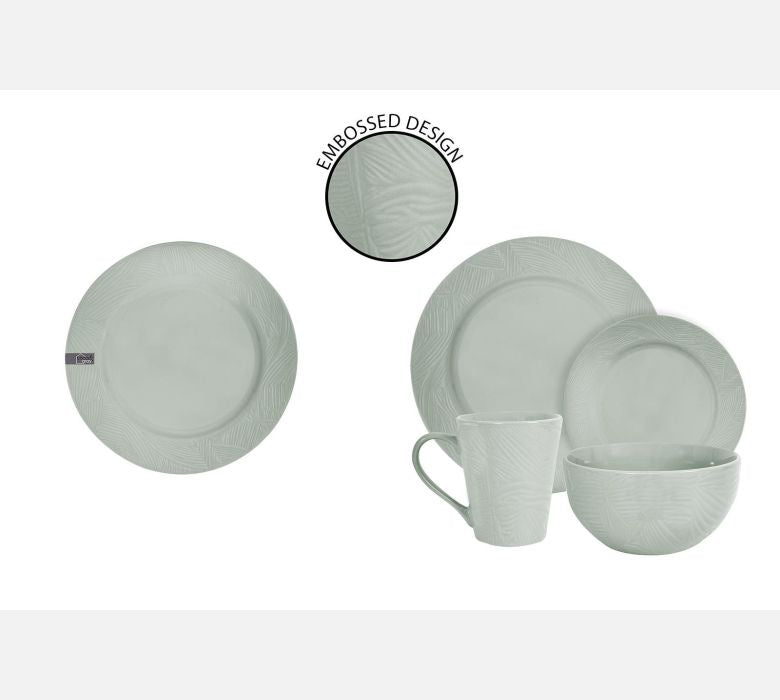 Coco and Gray green embossed stoneware dinner plate
