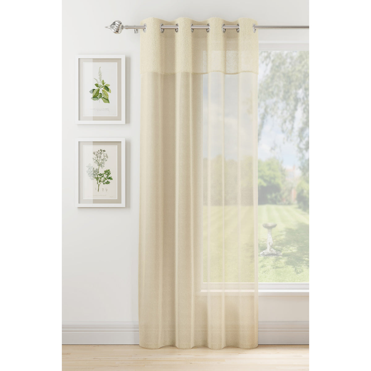Andorra cream textured header voile panel