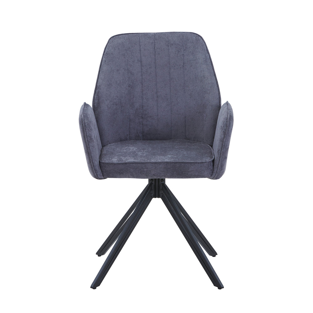 Aspen Swivel Dining Chairs, Green Cord Fabric With Black Metal Legs (Pair) Green Black (DHD) Image 2