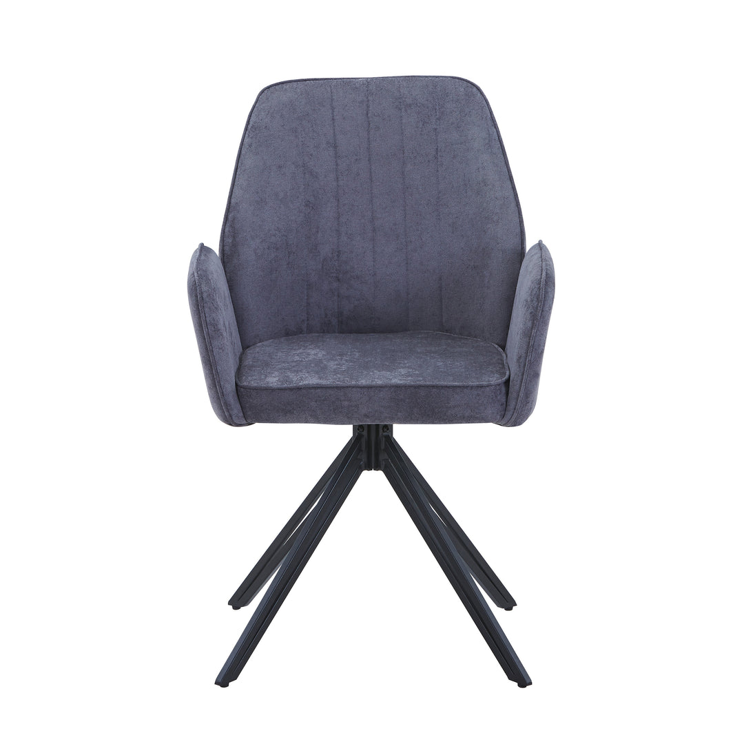 Aspen Swivel Dining Chairs, Green Cord Fabric With Black Metal Legs (Pair) Green Black (DHD) Image 2
