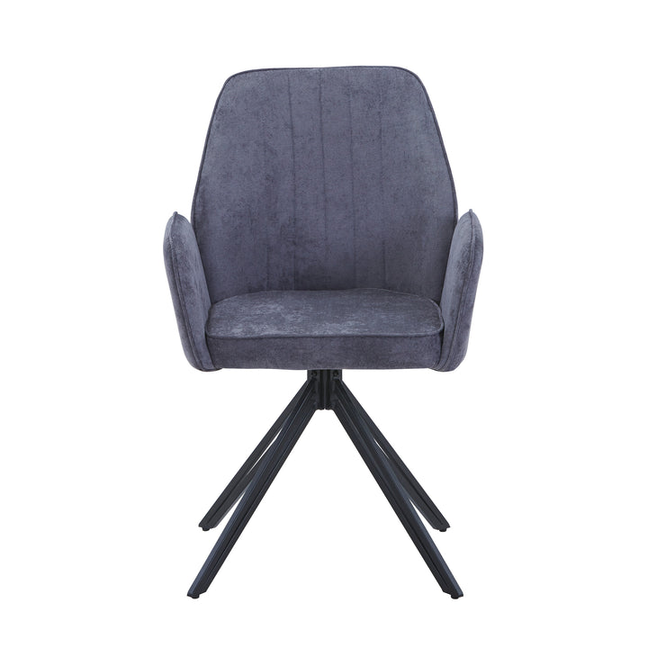 Aspen Swivel Dining Chairs, Green Cord Fabric With Black Metal Legs (Pair) Green Black (DHD) Image 2