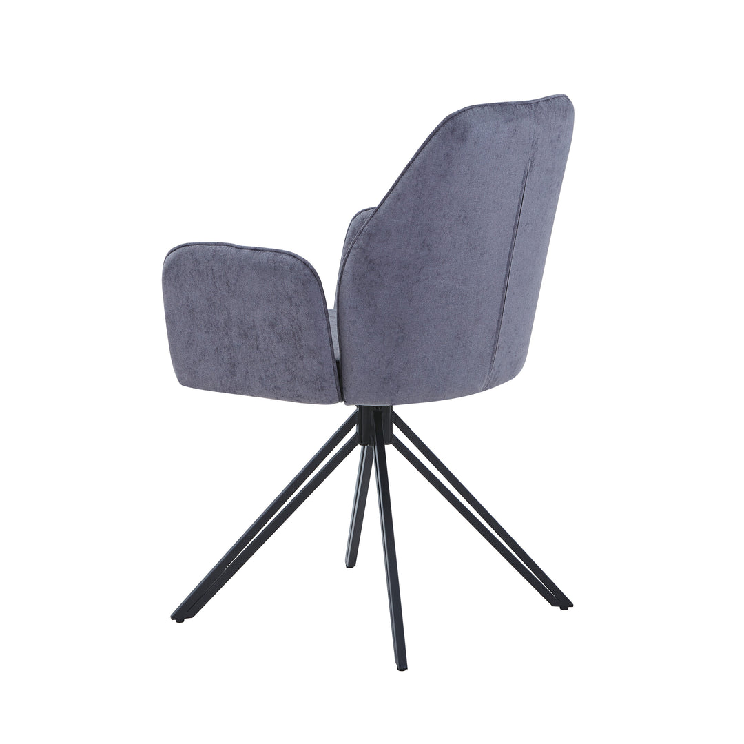 Aspen Swivel Dining Chairs, Green Cord Fabric With Black Metal Legs (Pair) Green Black (DHD) Image 4