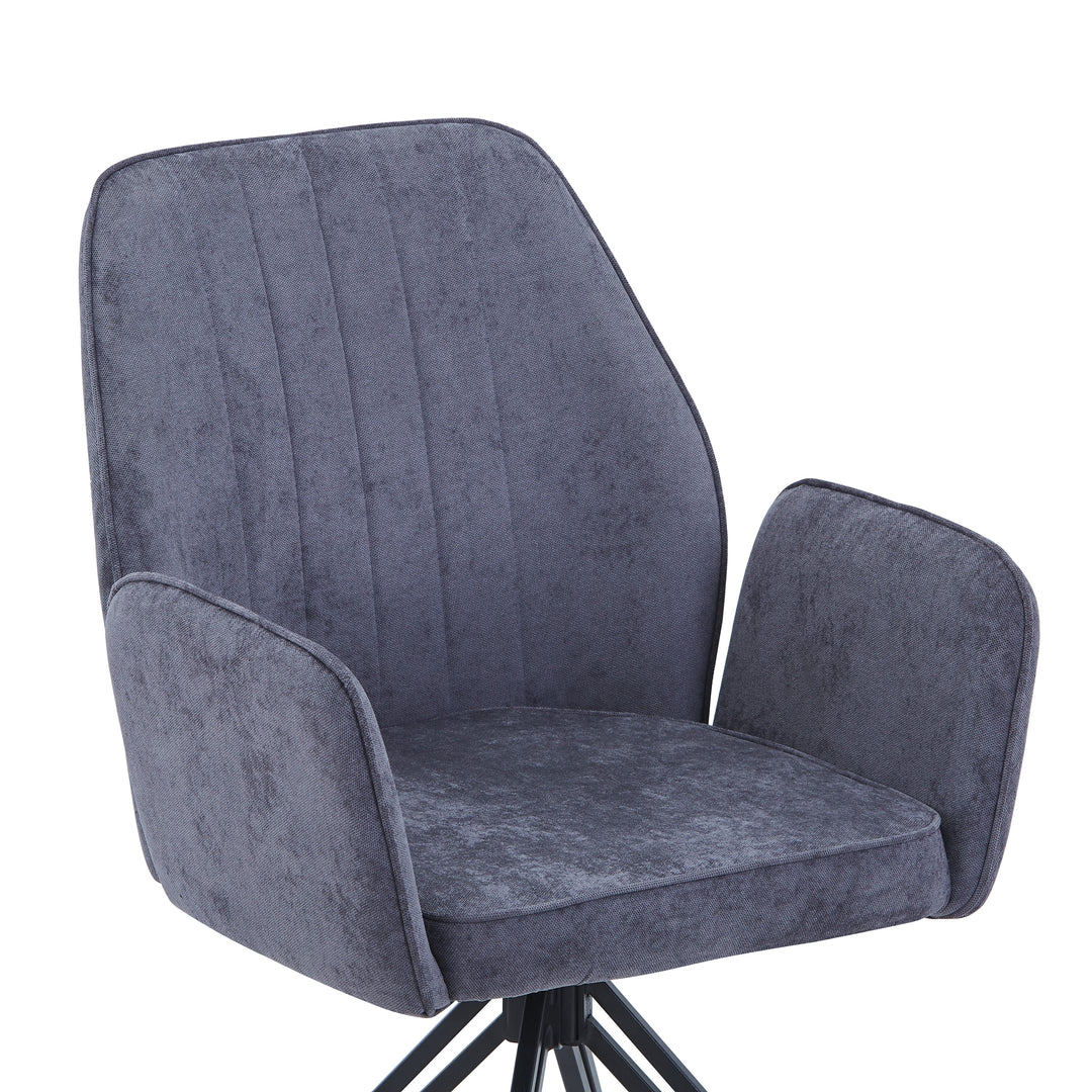 Aspen Swivel Dining Chairs, Green Cord Fabric With Black Metal Legs (Pair) Green Black (DHD) Image 5