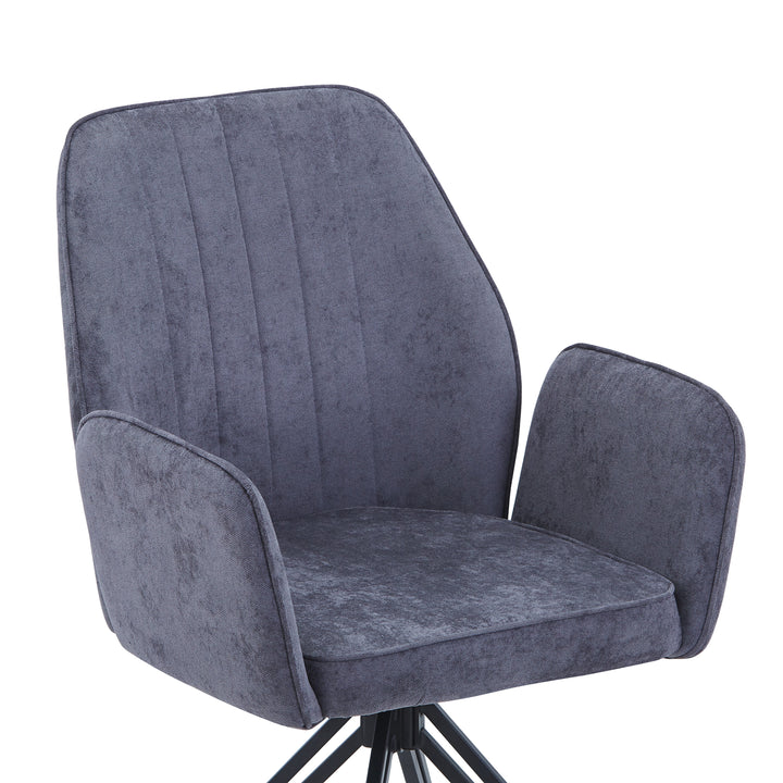 Aspen Swivel Dining Chairs, Green Cord Fabric With Black Metal Legs (Pair) Green Black (DHD) Image 5