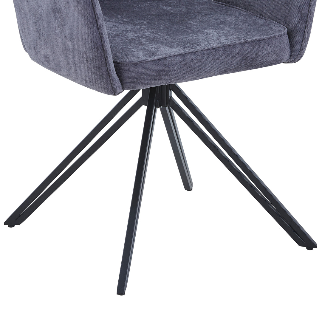 Aspen Swivel Dining Chairs, Green Cord Fabric With Black Metal Legs (Pair) Green Black (DHD) Image 6