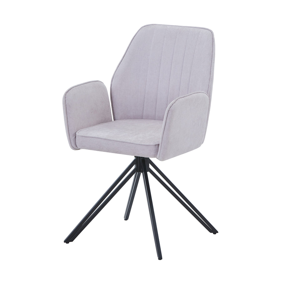 Aspen Swivel Dining Chairs, Light Grey Cord Fabric With Black Metal Legs (Pair) Grey Black (DHD) Image 1