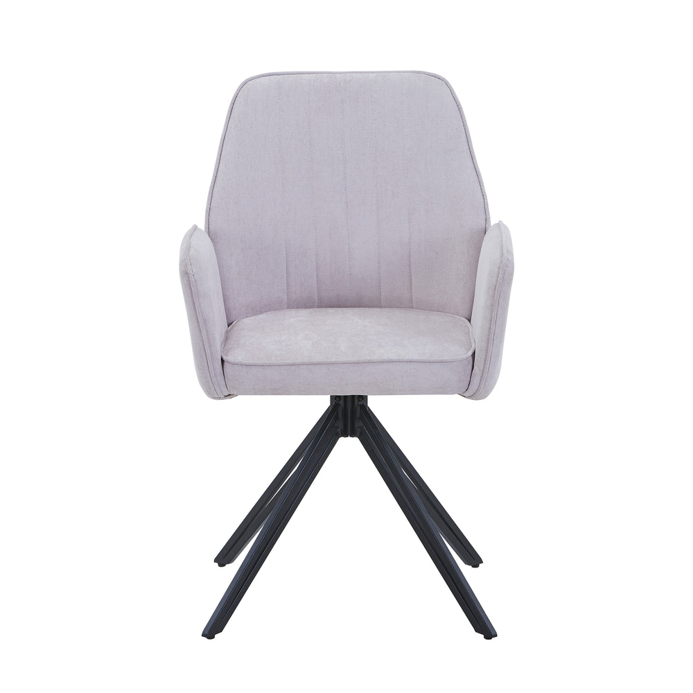 Aspen Swivel Dining Chairs, Light Grey Cord Fabric With Black Metal Legs (Pair) Grey Black (DHD) Image 2