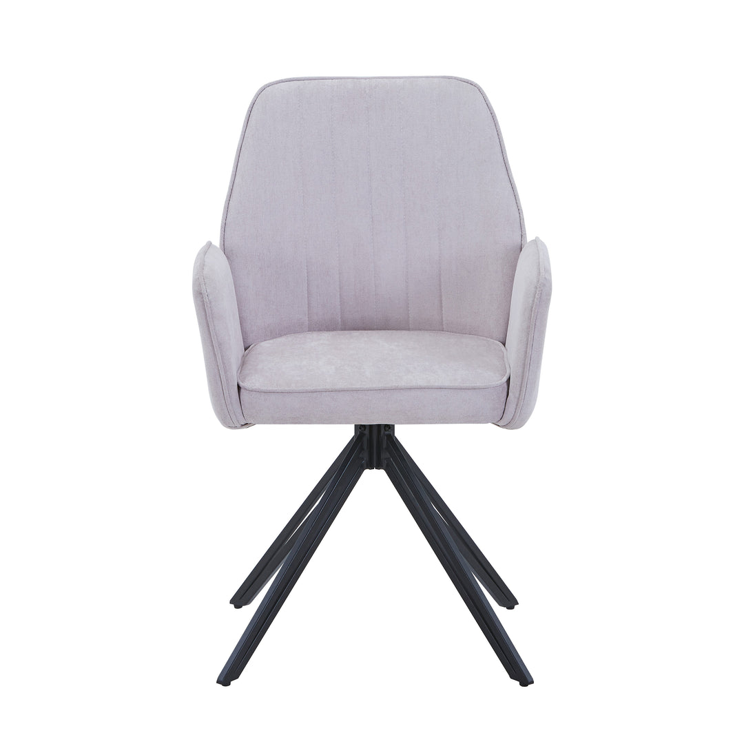 Aspen Swivel Dining Chairs, Light Grey Cord Fabric With Black Metal Legs (Pair) Grey Black (DHD) Image 2
