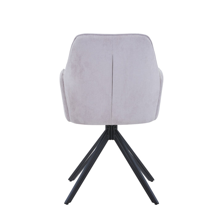 Aspen Swivel Dining Chairs, Light Grey Cord Fabric With Black Metal Legs (Pair) Grey Black (DHD) Image 3
