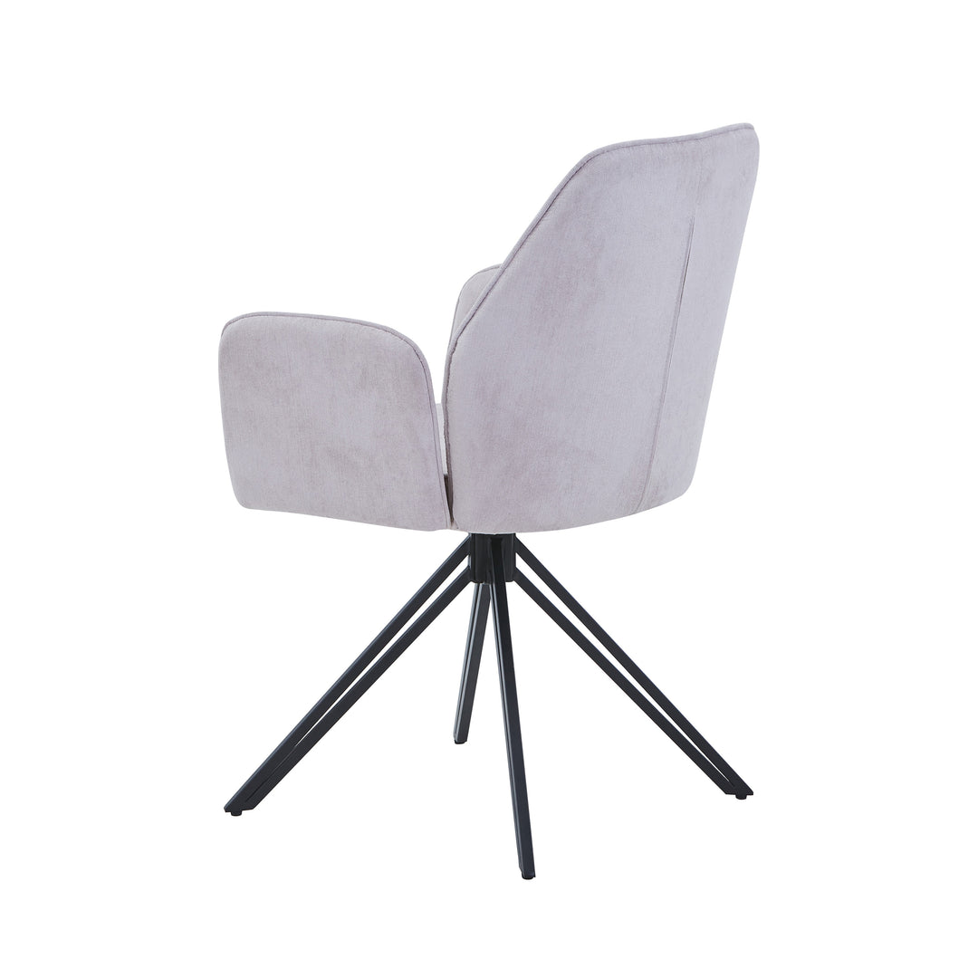 Aspen Swivel Dining Chairs, Light Grey Cord Fabric With Black Metal Legs (Pair) Grey Black (DHD) Image 4