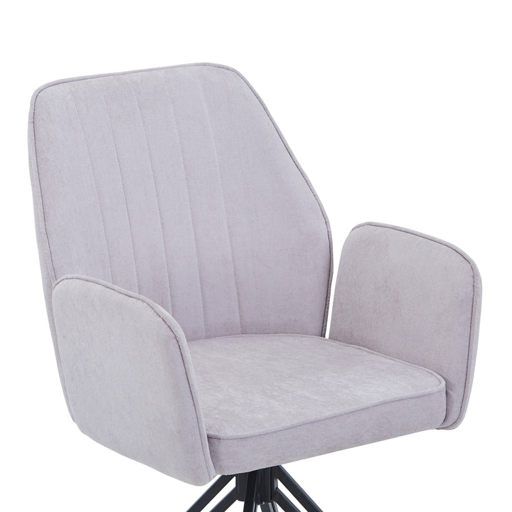 Aspen Swivel Dining Chairs, Light Grey Cord Fabric With Black Metal Legs (Pair) Grey Black (DHD) Image 5