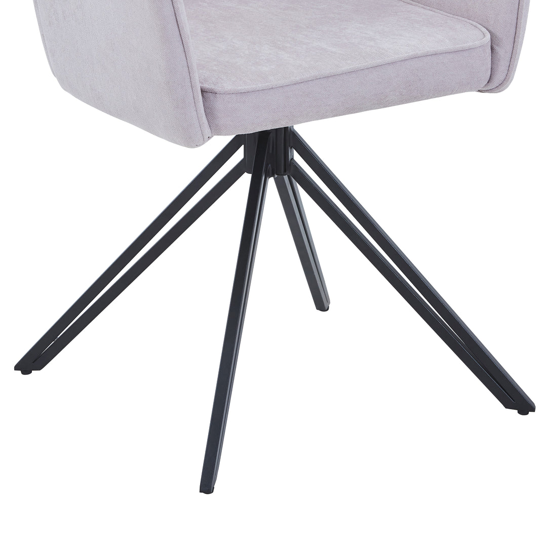 Aspen Swivel Dining Chairs, Light Grey Cord Fabric With Black Metal Legs (Pair) Grey Black (DHD) Image 6