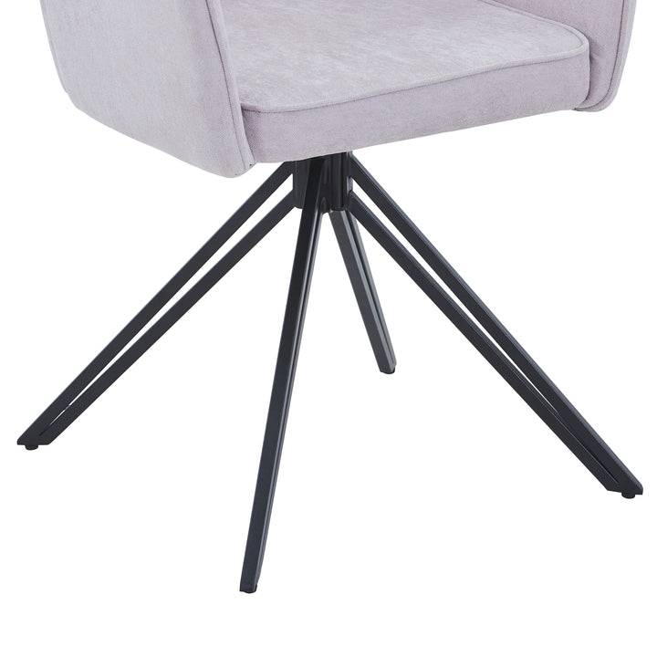 Aspen Swivel Dining Chairs, Light Grey Cord Fabric With Black Metal Legs (Pair) Grey Black (DHD) Image 6