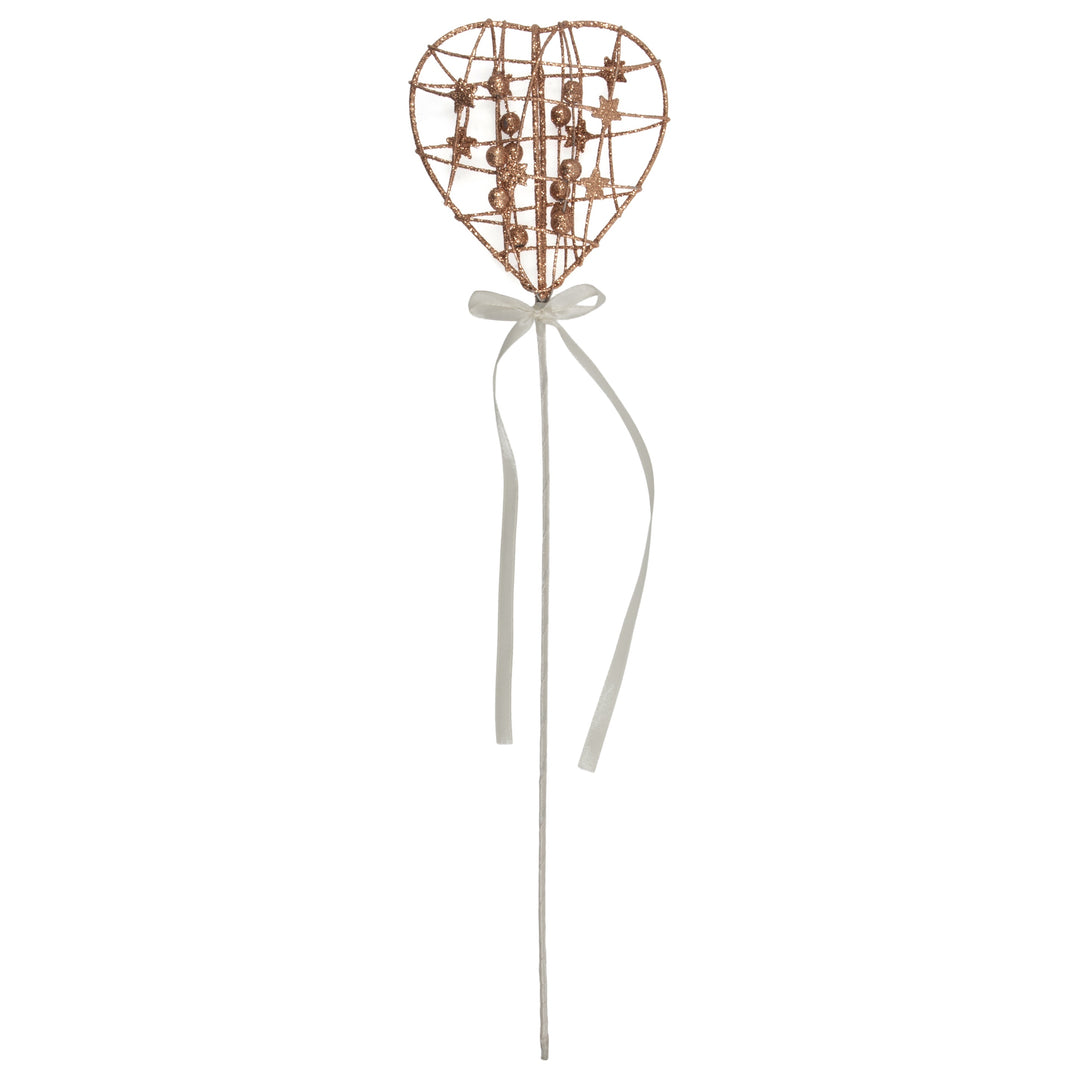 Wand: Heart with Ribbon: Rose Gold 12cm Head