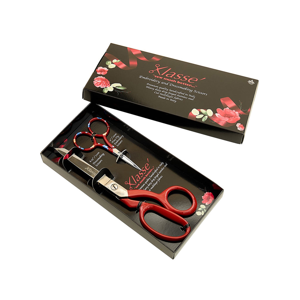 Klasse  Scissors: Dressmaker's Shears 21cm and Embroidery Scissors 10cm: Italian Made: Gift Set