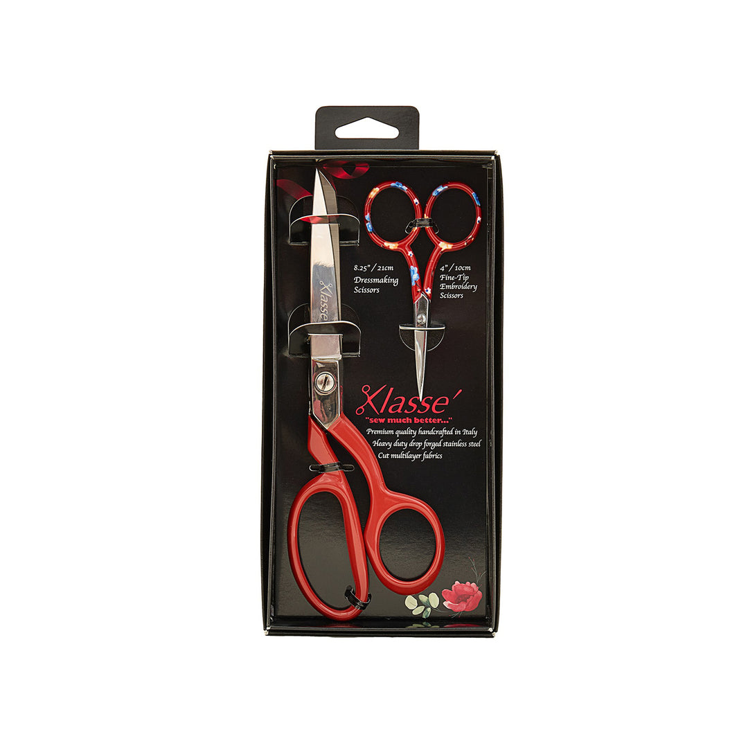 Klasse  Scissors: Dressmaker's Shears 21cm and Embroidery Scissors 10cm: Italian Made: Gift Set