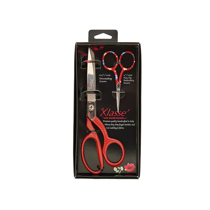 Klasse  Scissors: Dressmaker's Shears 21cm and Embroidery Scissors 10cm: Italian Made: Gift Set