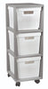 3 Drawer Storage Unit - Grey with White Baskets
