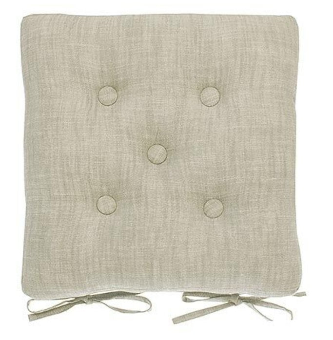 Chambray Seat Pad With Ties Natural 38cm