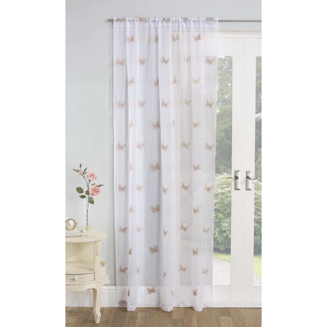 Butterfly Single Voile Window Panel Natural 54in x 54in 137cm x 137cm