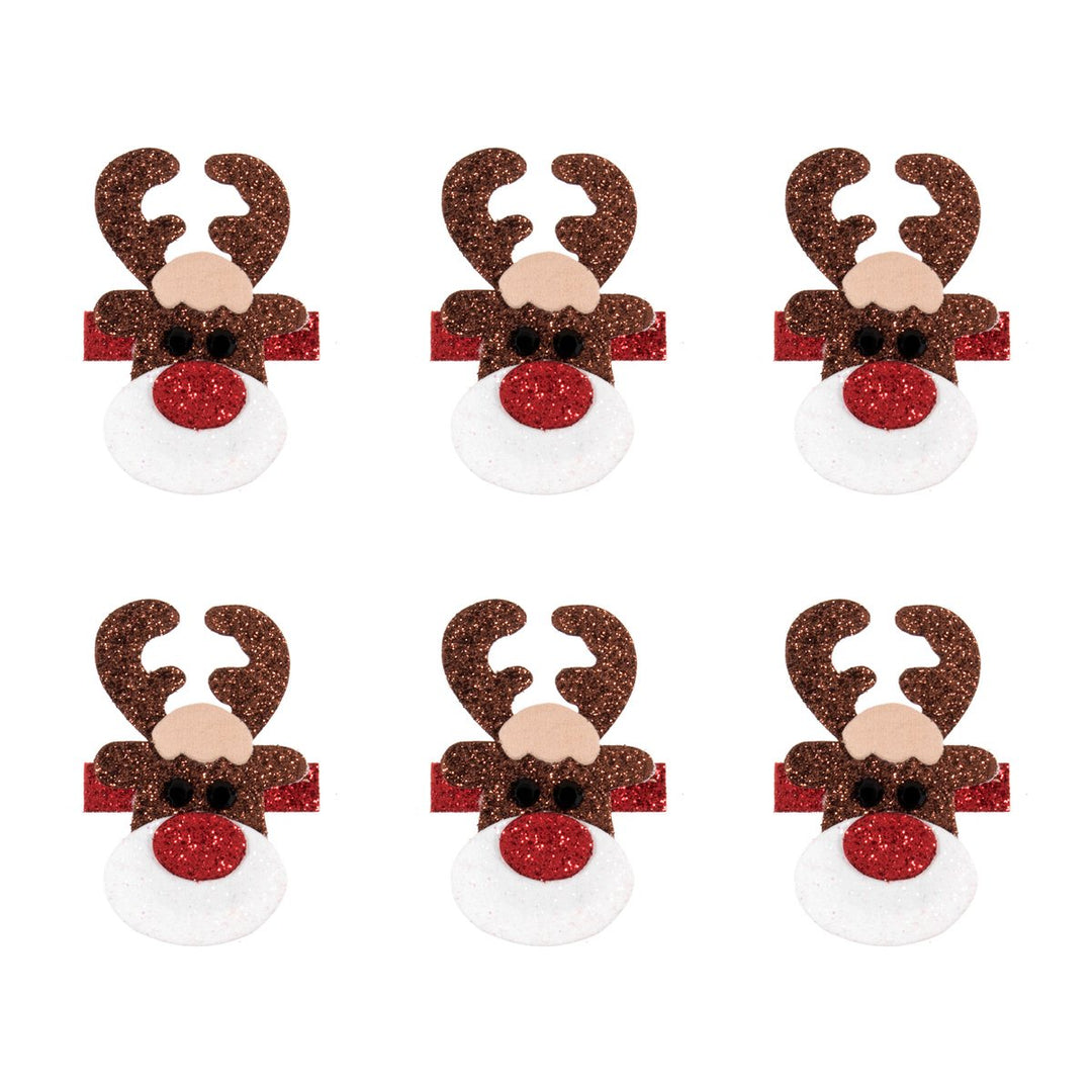 Craft Embellishment: Glitter Festive Reindeer: 6 Pieces