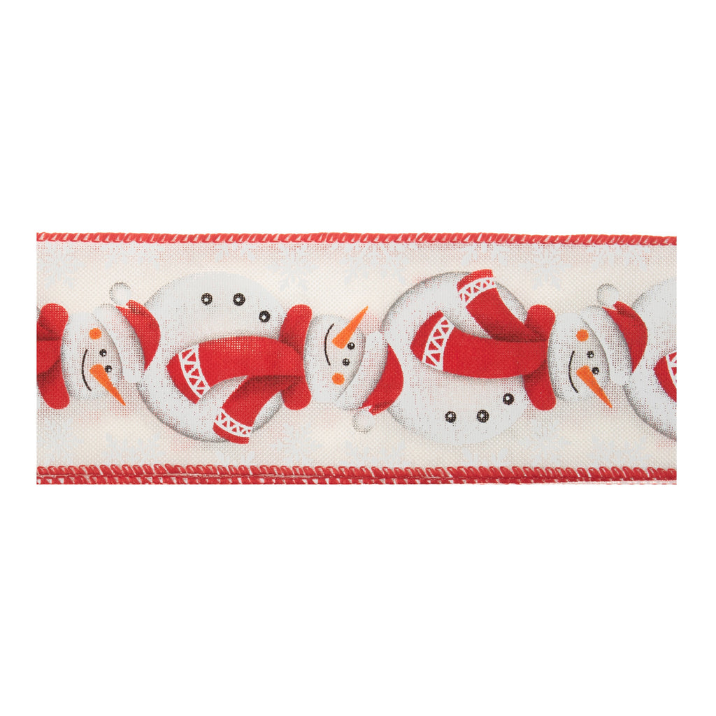 Premium Wire Edge Ribbon: 63mm: Snowman Sold By The Metre