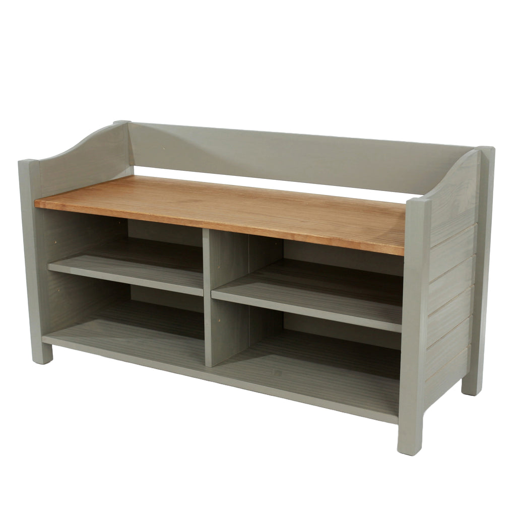 Corona Grey Large Shoe Storage Bench With Storeage Area, Grey Wax Antique Waxed Pine (DHD) Image 1