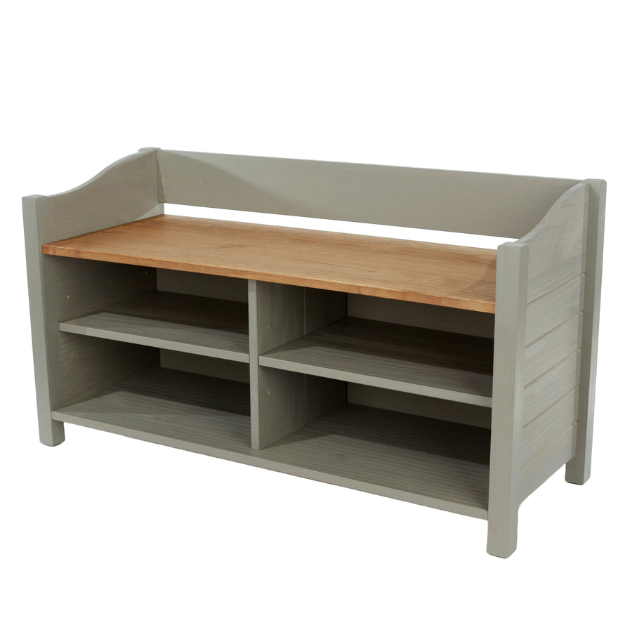 Corona Grey Large Shoe Storage Bench With Storeage Area, Grey Wax Antique Waxed Pine (DHD) Image 1