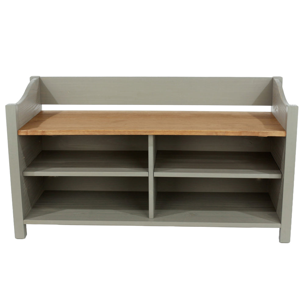 Corona Grey Large Shoe Storage Bench With Storeage Area, Grey Wax Antique Waxed Pine (DHD) Image 2