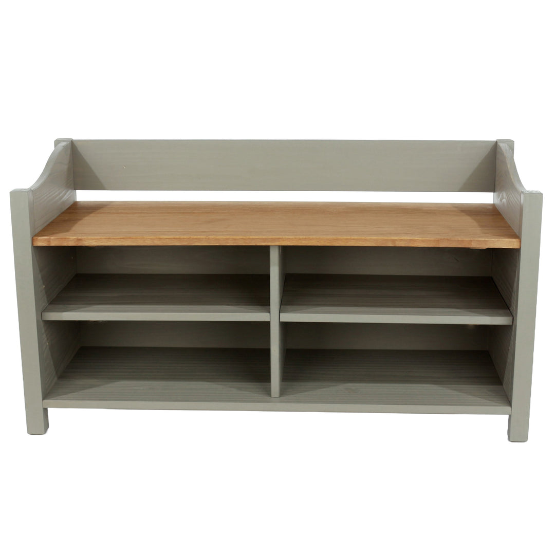 Corona Grey Large Shoe Storage Bench With Storeage Area, Grey Wax Antique Waxed Pine (DHD) Image 2