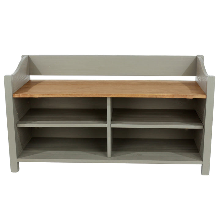 Corona Grey Large Shoe Storage Bench With Storeage Area, Grey Wax Antique Waxed Pine (DHD) Image 2