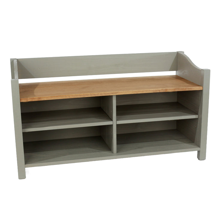 Corona Grey Large Shoe Storage Bench With Storeage Area, Grey Wax Antique Waxed Pine (DHD) Image 3