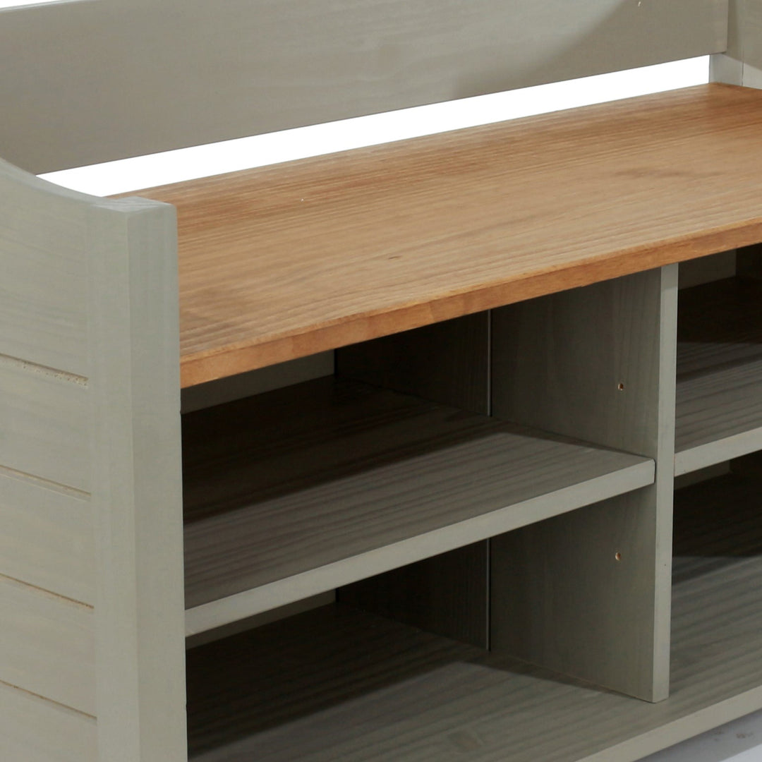 Corona Grey Large Shoe Storage Bench With Storeage Area, Grey Wax Antique Waxed Pine (DHD) Image 4