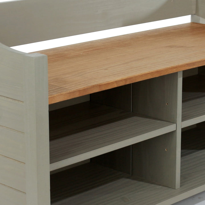 Corona Grey Large Shoe Storage Bench With Storeage Area, Grey Wax Antique Waxed Pine (DHD) Image 4