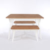 Corona Grey 140Cm Kitchen Table & 2 Bench Set White Wax Antique Waxed Pine (DHD) Image 1
