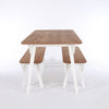 Corona Grey 140Cm Kitchen Table & 2 Bench Set White Wax Antique Waxed Pine (DHD) Image 2