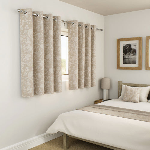 Cuba Cream curtains in a bedroom