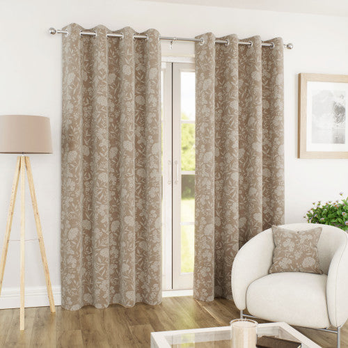 Cuba Eyelet Ready Made Curtains Sand