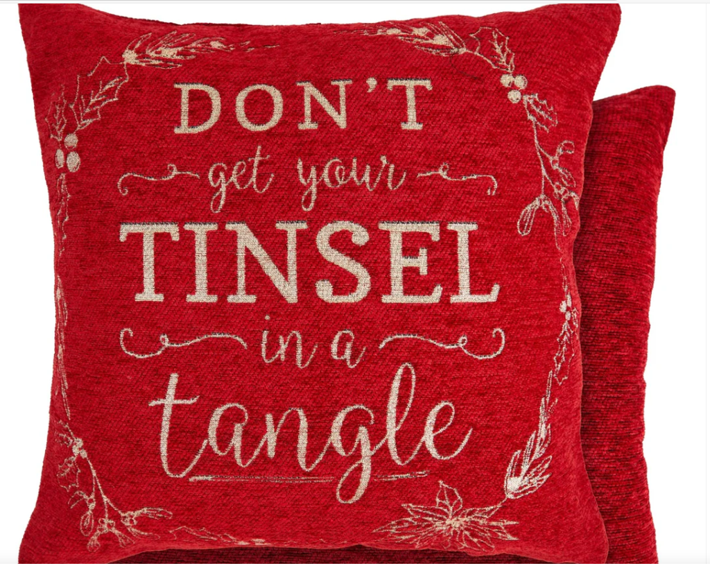 Tinsel in a Tangle Red Cushion Cover