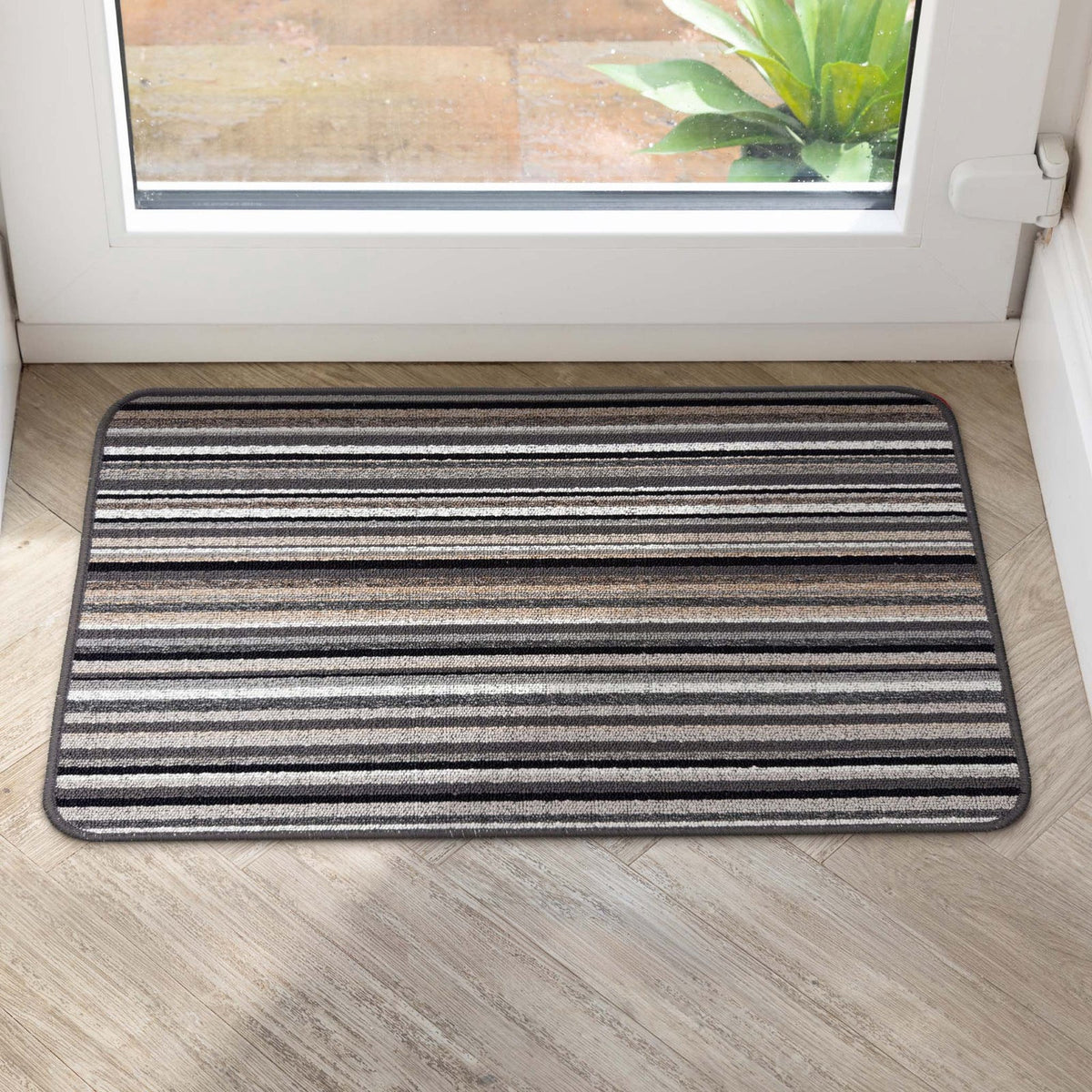 My Stain Resistant Candy Multi Mono Stripe 50x75 in a hallway