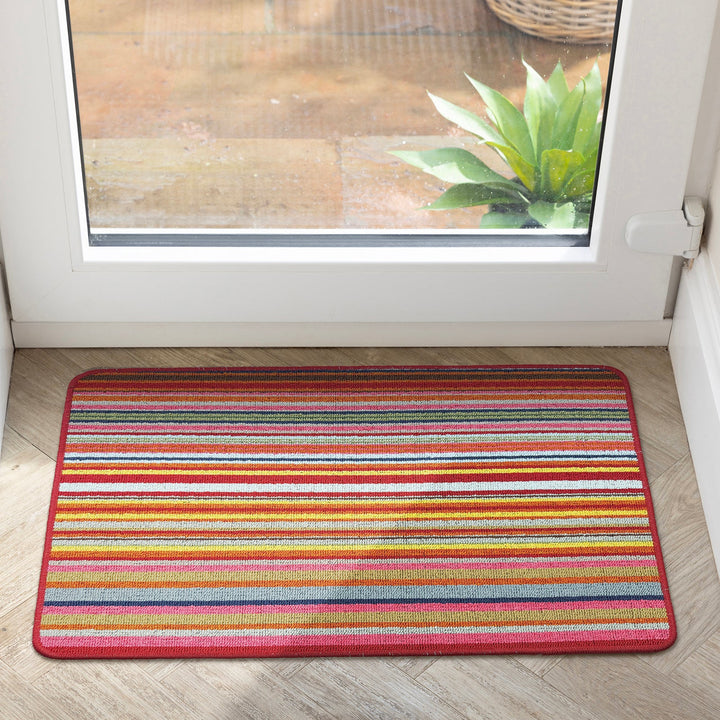 My Stain Resistant Candy Multi Bright Stripe 50x75 in a hallway