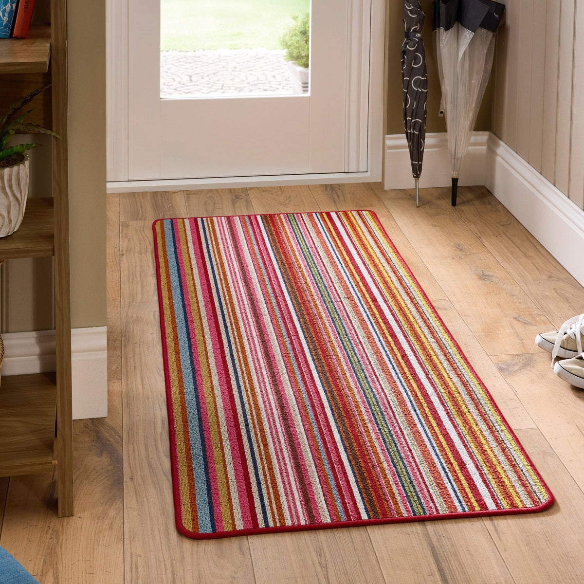 My Stain Resistant Candy Multi Bright Stripe runner in a hallway