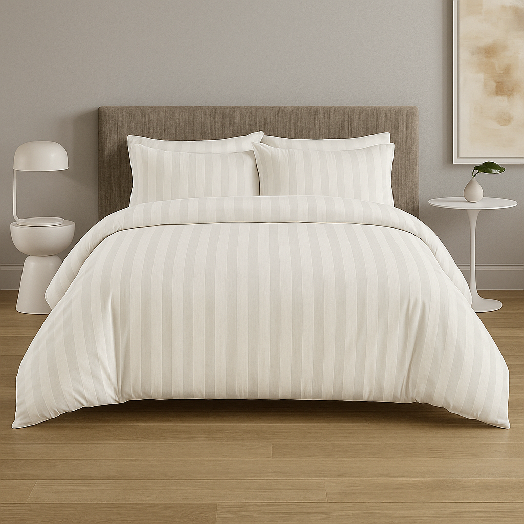 Bellissimo Satin Stripe Single Duvet Cover Set