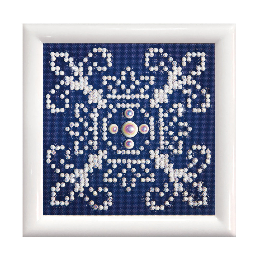 Diamond Painting Kit: White on Blue: with Frame