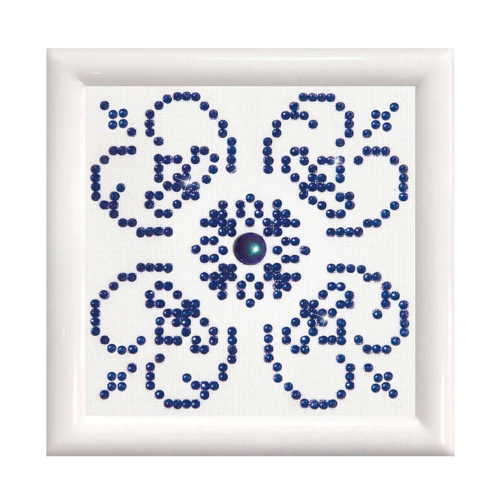 Diamond Painting Kit: Blue on White: with Frame