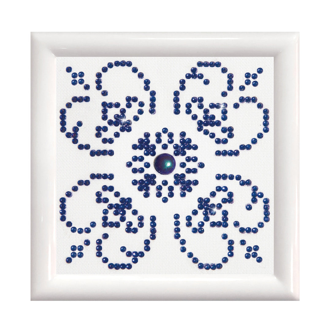 Diamond Painting Kit: Blue on White: with Frame